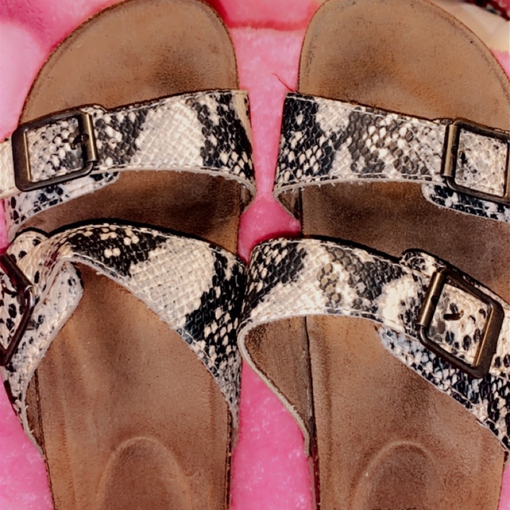 Snake Skin Leather Slides